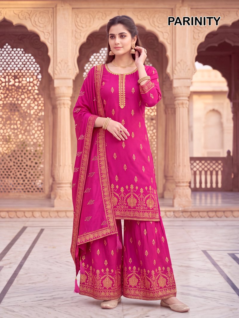 Parinity By Banwery Rayon Foil Printed Kurti With Bottom Dupatta